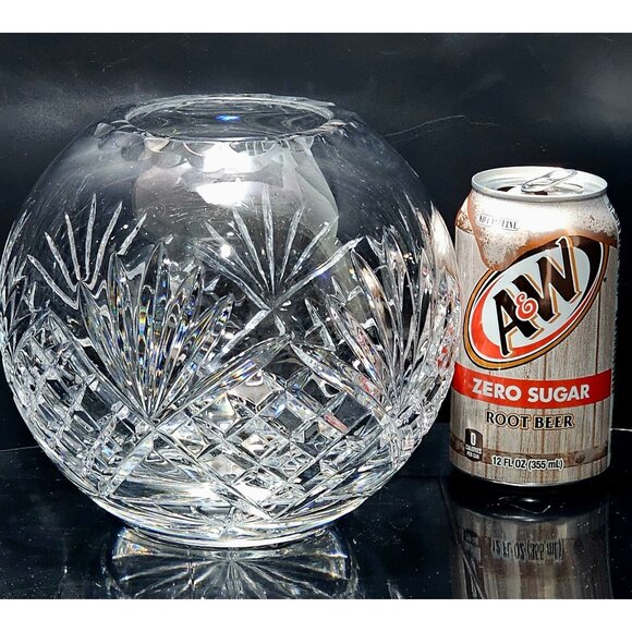 Hand Cut Lead Crystal Rose Bowl 6.5" large centerpiece vase Czech luxury home de - Picture 6 of 7